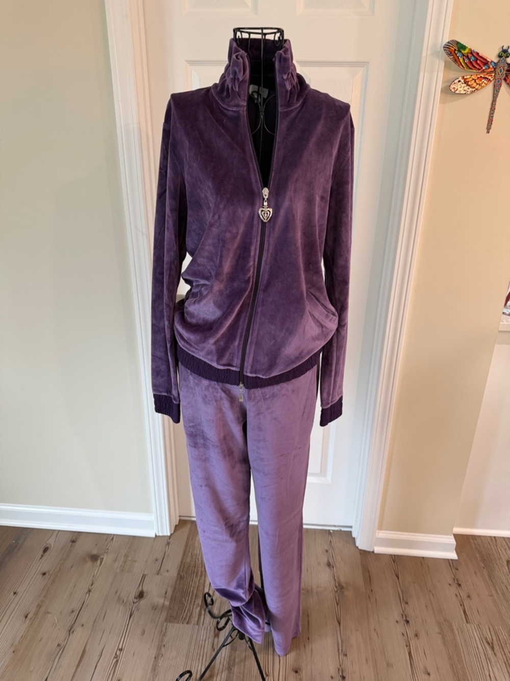 Escada Purple Velour Track Jacket & Jogger Pants